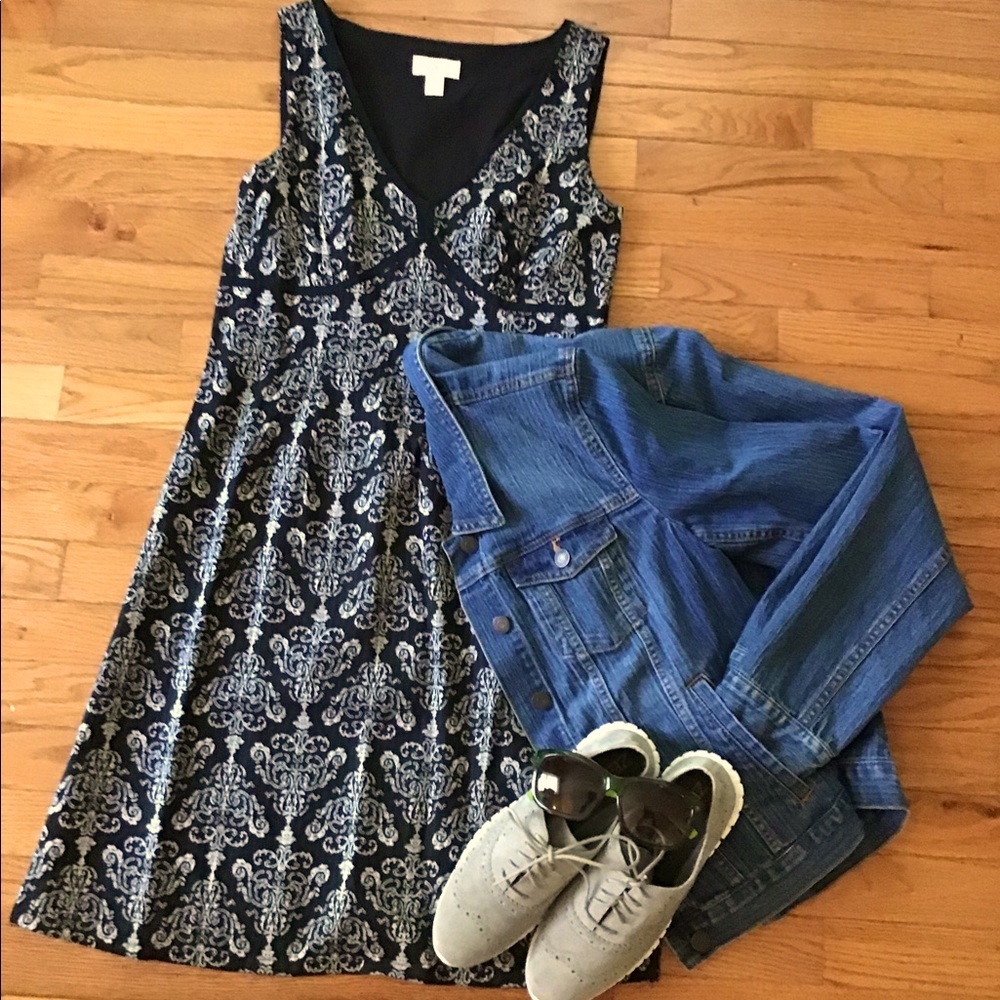 NEVER WORN LOFT COTTON SLEEVELESS LINED ALINE VNECK LIGHTWEIGHT BOHEMIAN DRESS 6 - Picture 5 of 11